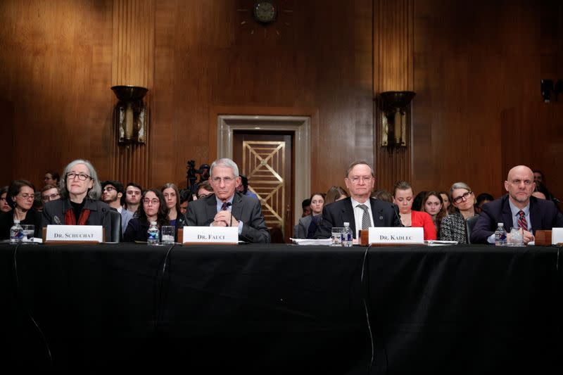 National Health Offcials testify before the Senate Health Commitee hearing on the coronavirus on Capitol Hill in Washington