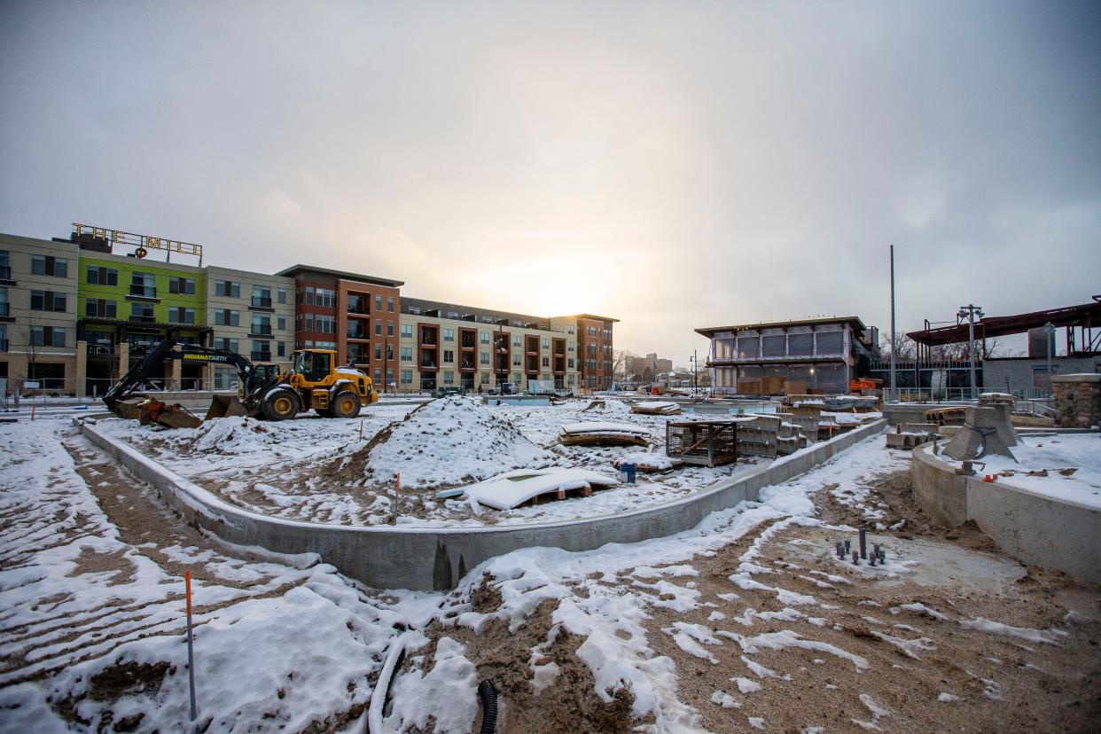 Construction progress on the new Ice Ribbon near The Mill Wednesday, Jan. 5, 2022 in Mishawaka.