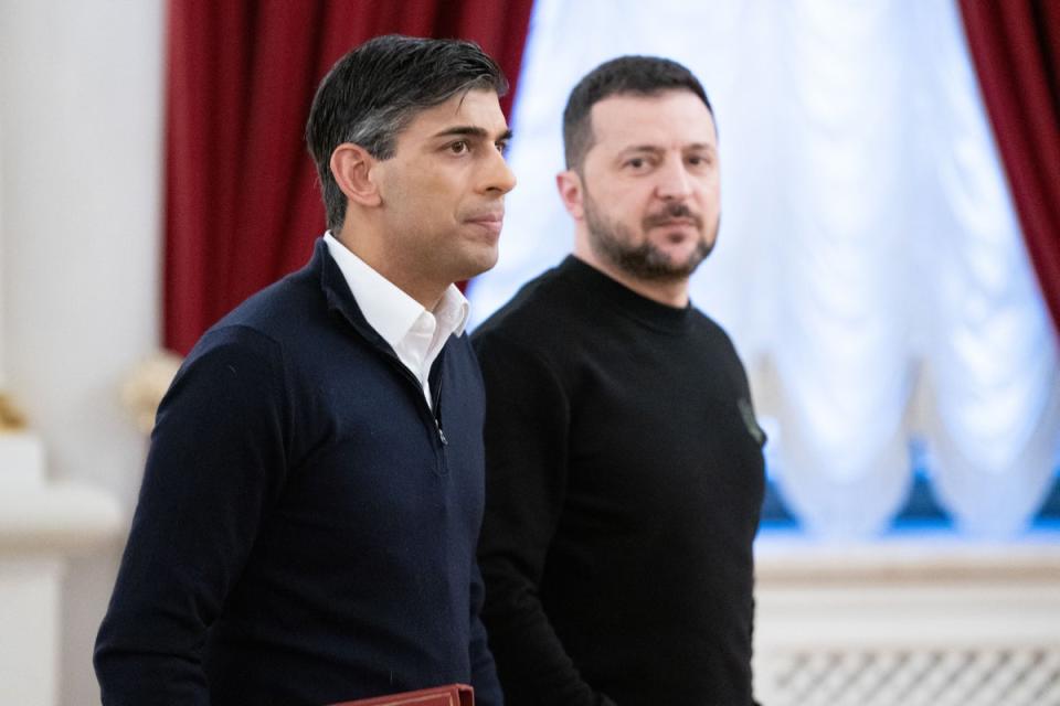 Rishi Sunak visited President Zelensky in Kyiv to announce a major new package of military aid last month (Stefan Rousseau/PA) (PA Wire)