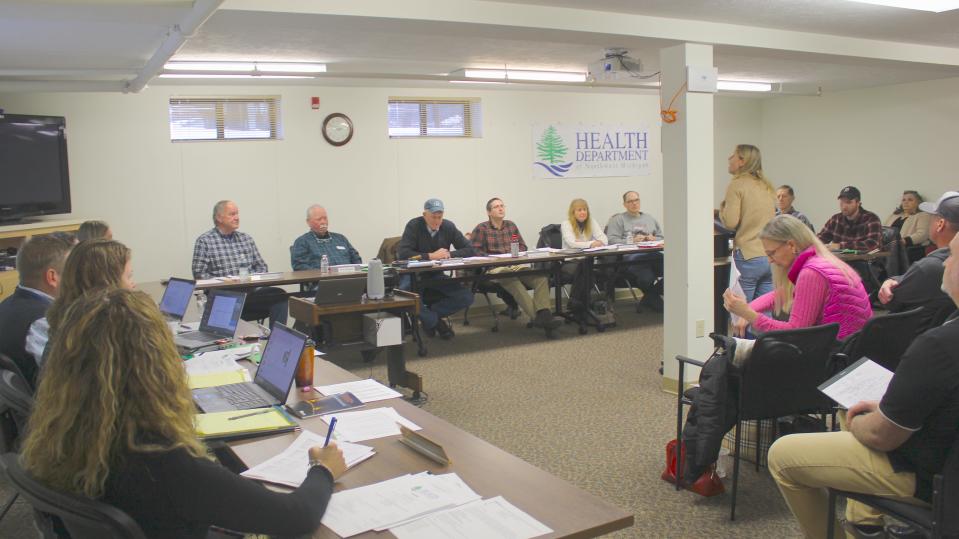 An audience member speaks to the board during the Feb. 7 Health Department of Northwest Michigan meeting.  There were five people who spoke during public comment at the meeting.