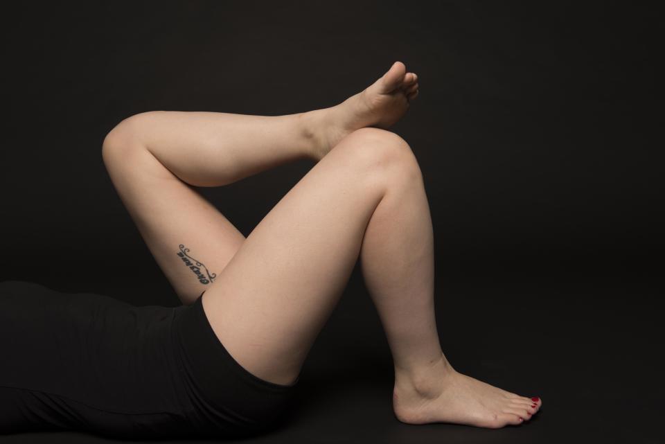 "I feel pretty good about them, but to be honest I don't spend a lot of time thinking about my thighs one way or the other. When I do, it's usually, 'Should I try to conceal this ill-conceived tattoo?'"