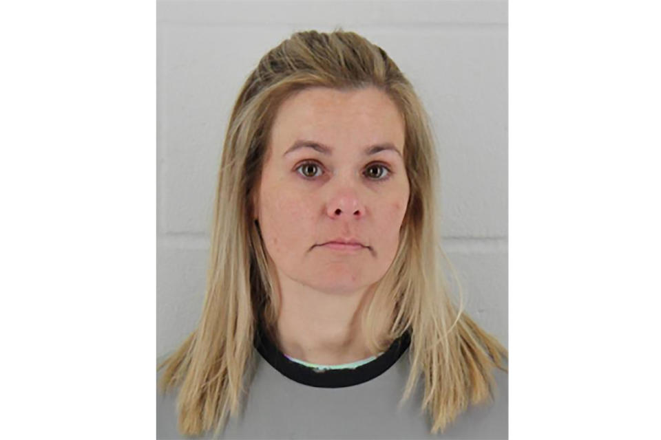 FILE - This undated photo provided by the Johnson County (Kan.) Sheriff's Department shows Jennifer Hall. Hall, a former Missouri respiratory therapist who pleaded guilty in the deaths of two hospital patients has been sentenced to 18 years in prison, Friday, Aug. 18, 2023. (Johnson County Sheriff's Department via AP File)