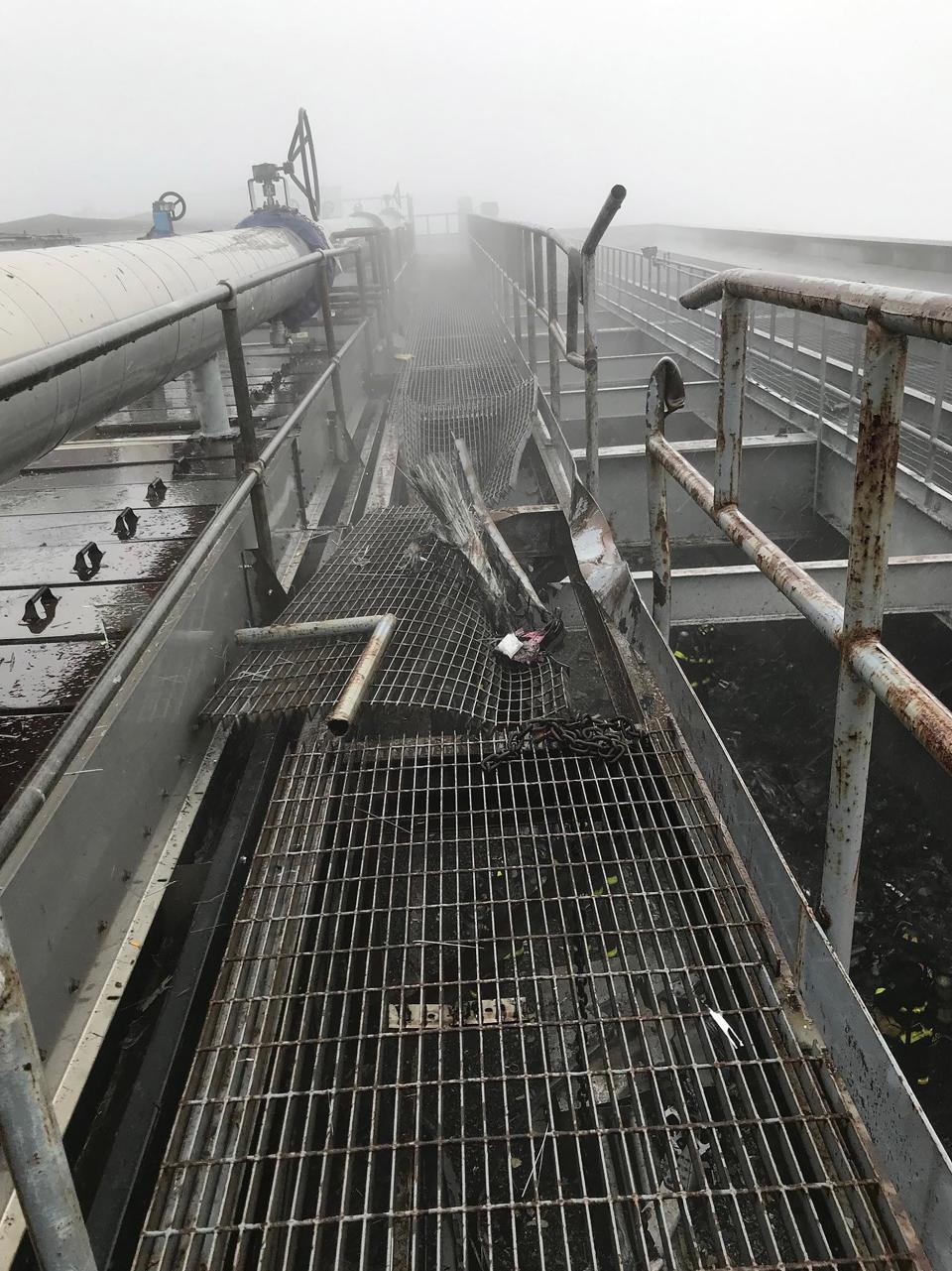 Debris are seen at the scene of the crash on top of a skyscraper in midtown Manhattan (New York City Fire Department)