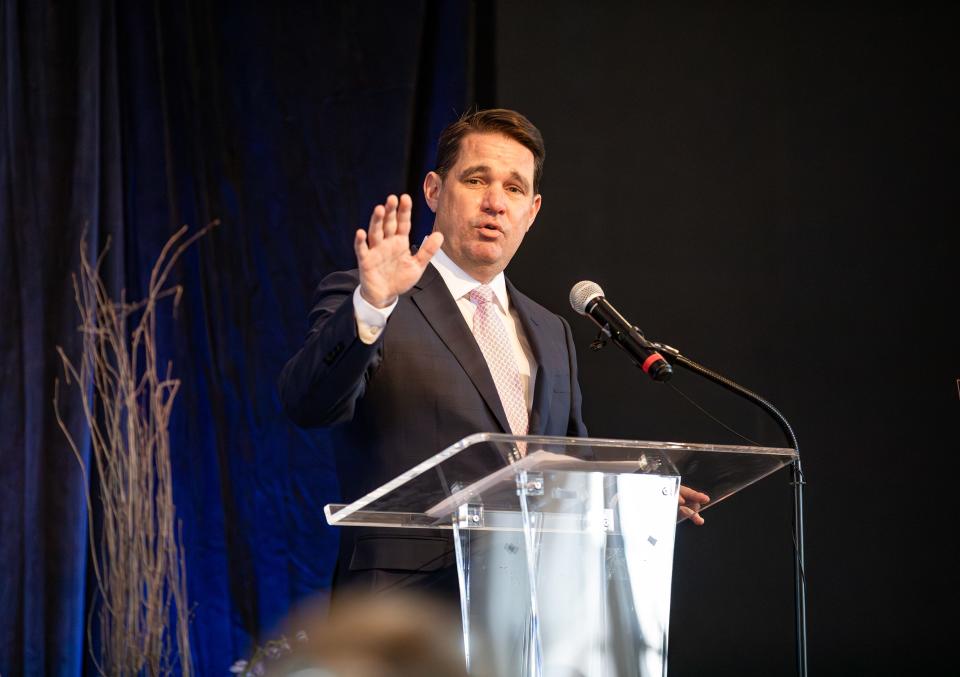 During his annual State of the District address, Superintendent Marty Pollio addressed lawmakers in Frankfort for their efforts against DEI and the commission to split up the district. Feb. 20, 2024