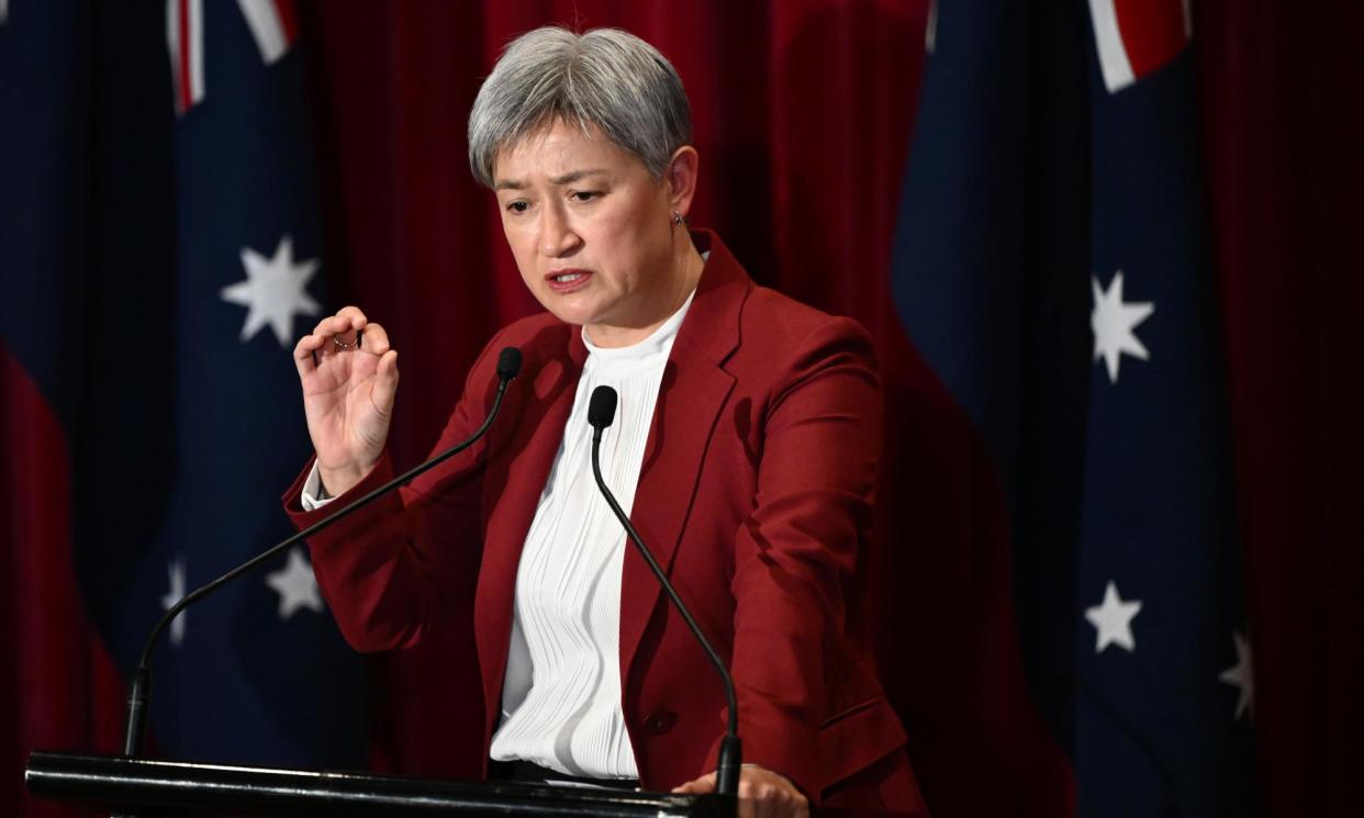 <span>Australia’s foreign affairs minister Penny Wong is ‘coordinating’ with the UK to put pressure on Israel.</span><span>Photograph: Joel Carrett/EPA</span>