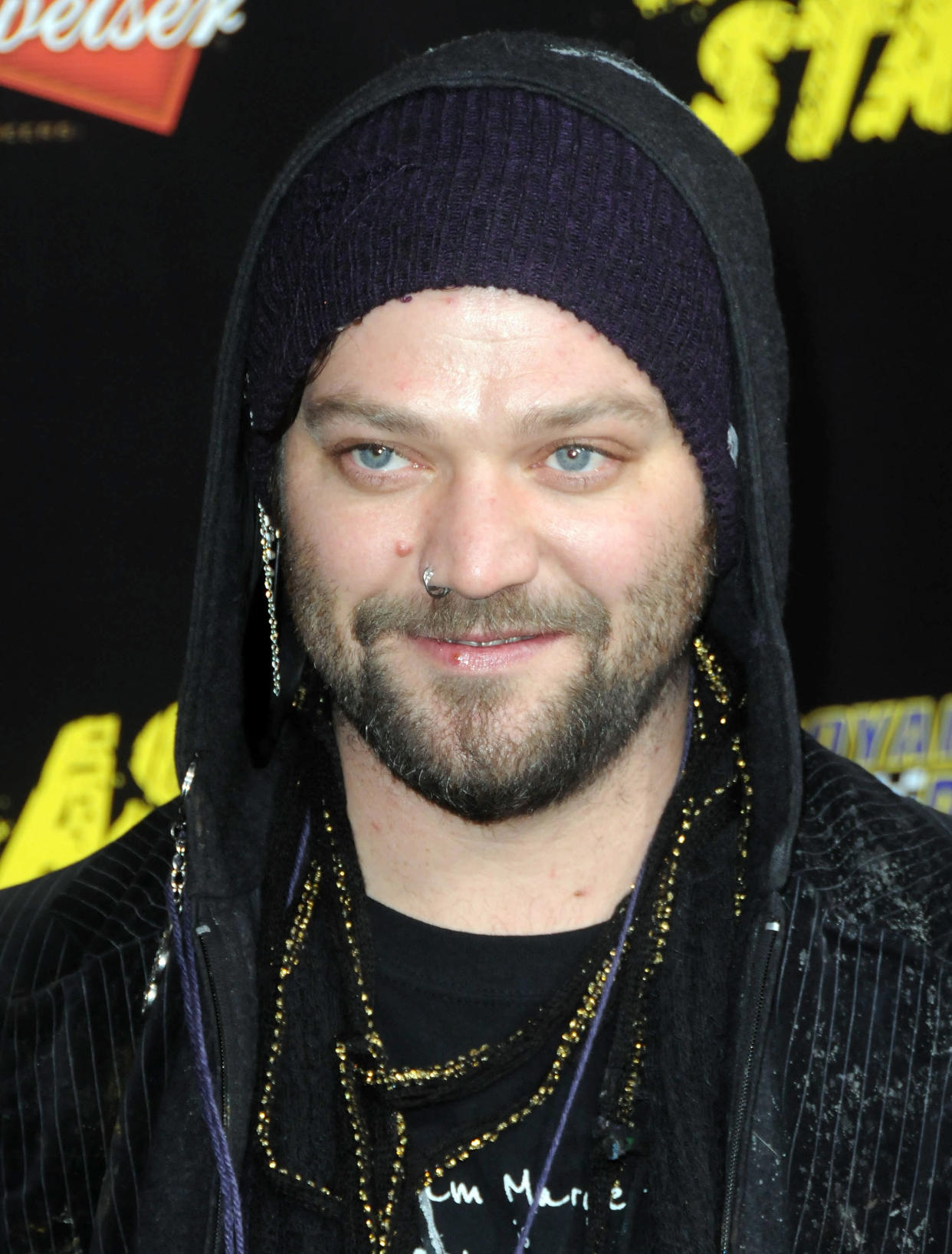 HOLLYWOOD, CA - JANUARY 14:  TV personality Bam Margera arrives for The Los Angeles Premiere of 
