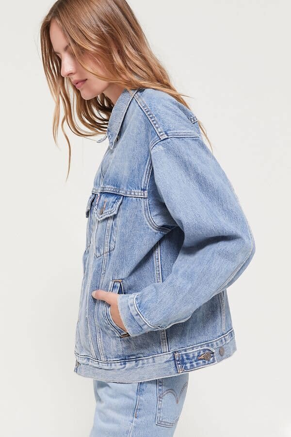 Our friends at Pinterest nailed it when they predicted oversized denim jackets and jean jackets would be <strong><a href="https://newsroom.pinterest.com/en/post/september-pinterest-insights-jean-jackets-to-diy-shoppable-celeb-style-and-everything-fall" target="_blank" rel="noopener noreferrer">a top trend for fall 2019</a></strong>. This '90s-inspired silhouette has made a fierce comeback this season in the form of cropped oversized jean jackets and bulky men's denim jackets reimagined for women. (Pictured: <strong><a href="https://fave.co/2HP4bvd" target="_blank" rel="noopener noreferrer">Levi's Dad Denim Trucker Jacket</a></strong>)