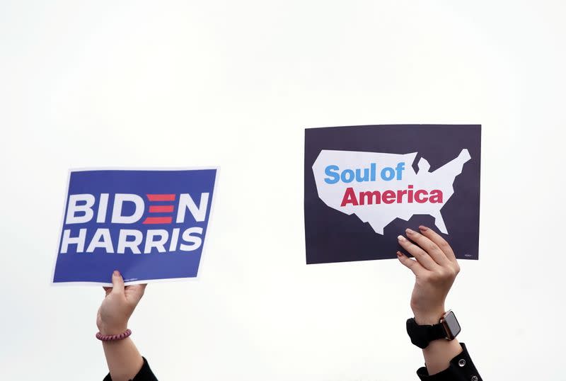 U.S. presidential candidate Biden holds drive-in campaign event in Bristol