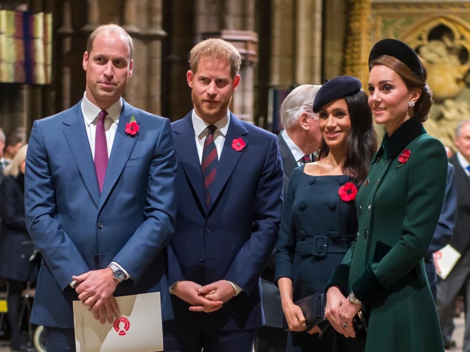 William, Harry, Meghan Markle and Kate Middleton pictured in November 2018 (Getty Images)