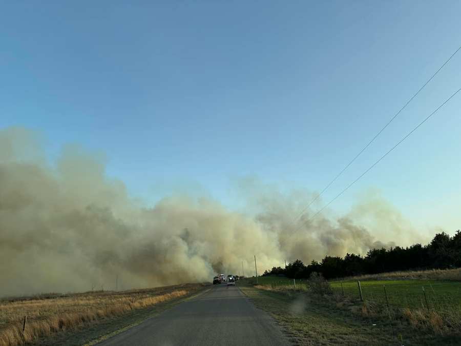 Picture of fire near Sharon. {Major County Emergency Management}