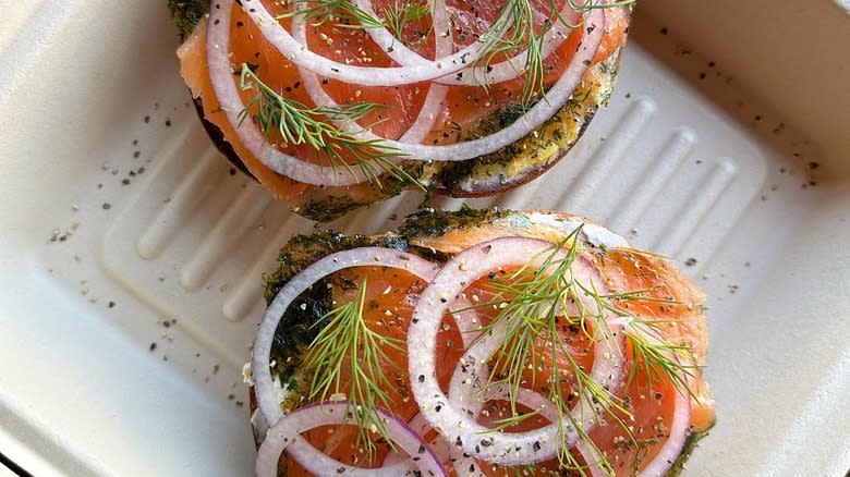 Open-faced lox bagel