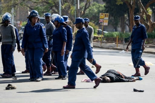 Police violently dispersed protesters in Harare who defied a ban on demonstrations on Friday.�