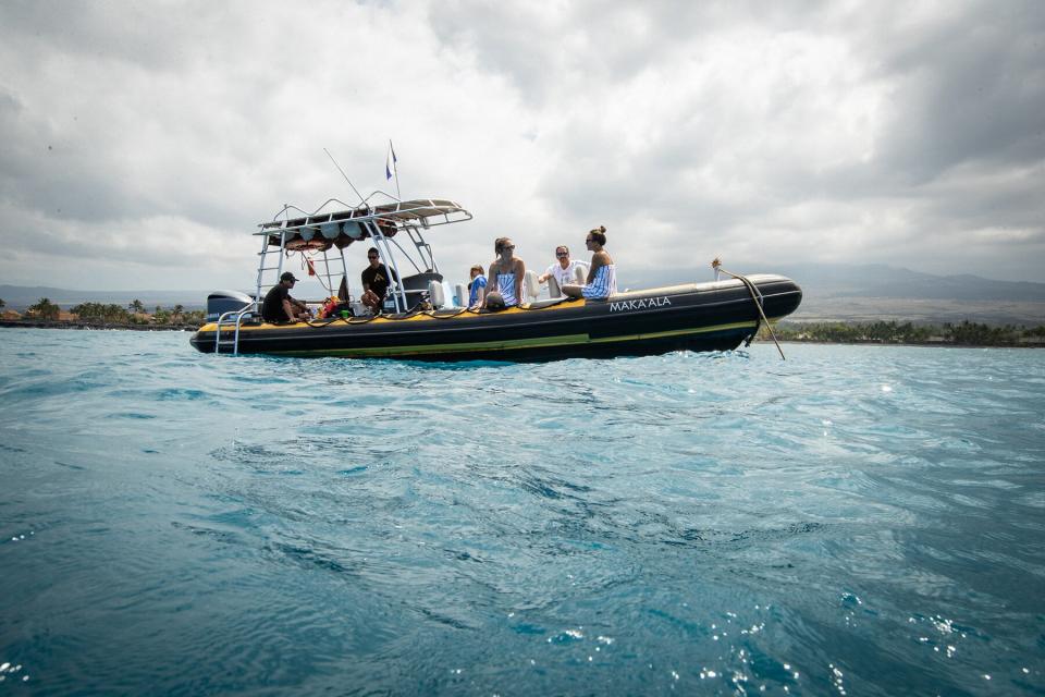 The boat that takes you out to the diving spot at Four Seasons Resort Hualalai