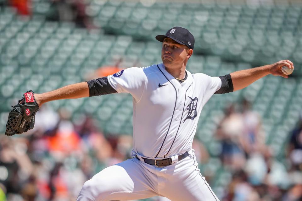 Tarik Skubal's 11 strikeouts against the Baltimore Orioles on Sunday tied a career high, set on June 5, 2021.