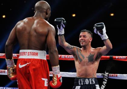 Diego Chaves reacts at the end of the his welterweight bout with Timothy Bradley Jr. (Getty)