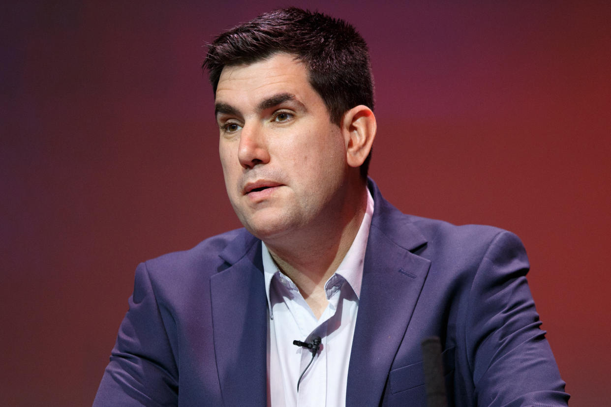 GLASGOW, SCOTLAND - FEBRUARY 15: Labour's deputy leadership candidate Richard Burgon speaks at the Labour's deputy leadership hustings on the stage at SEC on February 15, 2020 in Glasgow, Scotland. Ian Murray, Angela Rayner, Richard Burgon, Rosena Allin-Khan and Dawn Butler are vying to become Labour’s deputy leader following the departure of Tom Watson, who stood down in November last year. (Photo by Robert Perry/Getty Images)