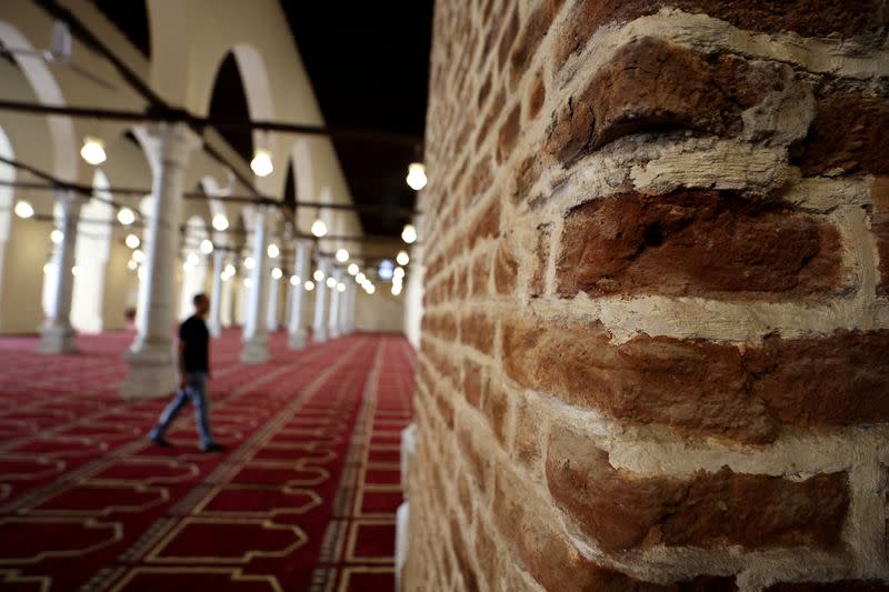 Egypt reopens the historical Mosque of al-Zahir Baybars after the completion of renovation work, in Cairo