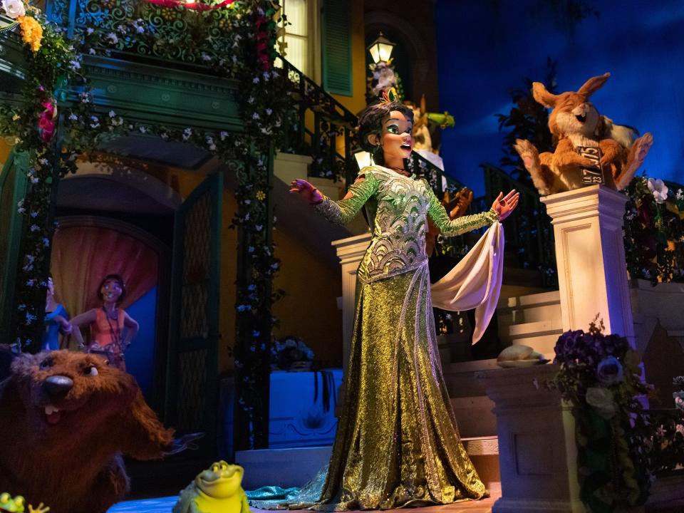 final scene of animatronics on tiana's bayou adventure in disney world