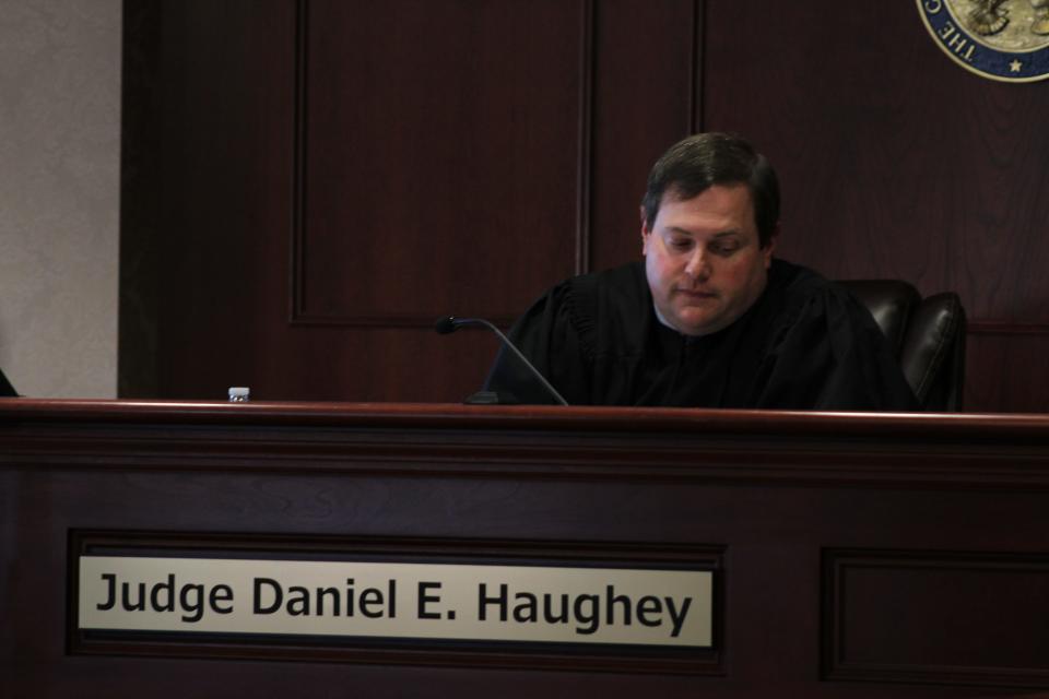 Butler County Common Pleas Judge Daniel Haughey accepts John Carter's guilty plea to involuntary manslaughter in the 2011 disappearance and death of Katelyn Markham on Friday.