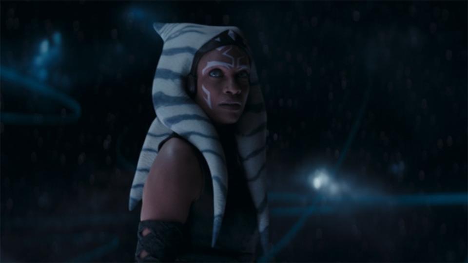 Still from the Star Wars T.V. series Ahsoka, season 1, episode 4. Ahsoka finally sees Anakin again.