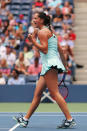 <p>Viktoria Kuzmova of Slovakia reacts during her first round Women’s Singles match against Venus Williams of the United States on Day One of the 2017 US Open at the USTA Billie Jean King National Tennis Center on August 28, 2017 in the Flushing neighborhood of the Queens borough of New York City. (Photo by Richard Heathcote/Getty Images) </p>