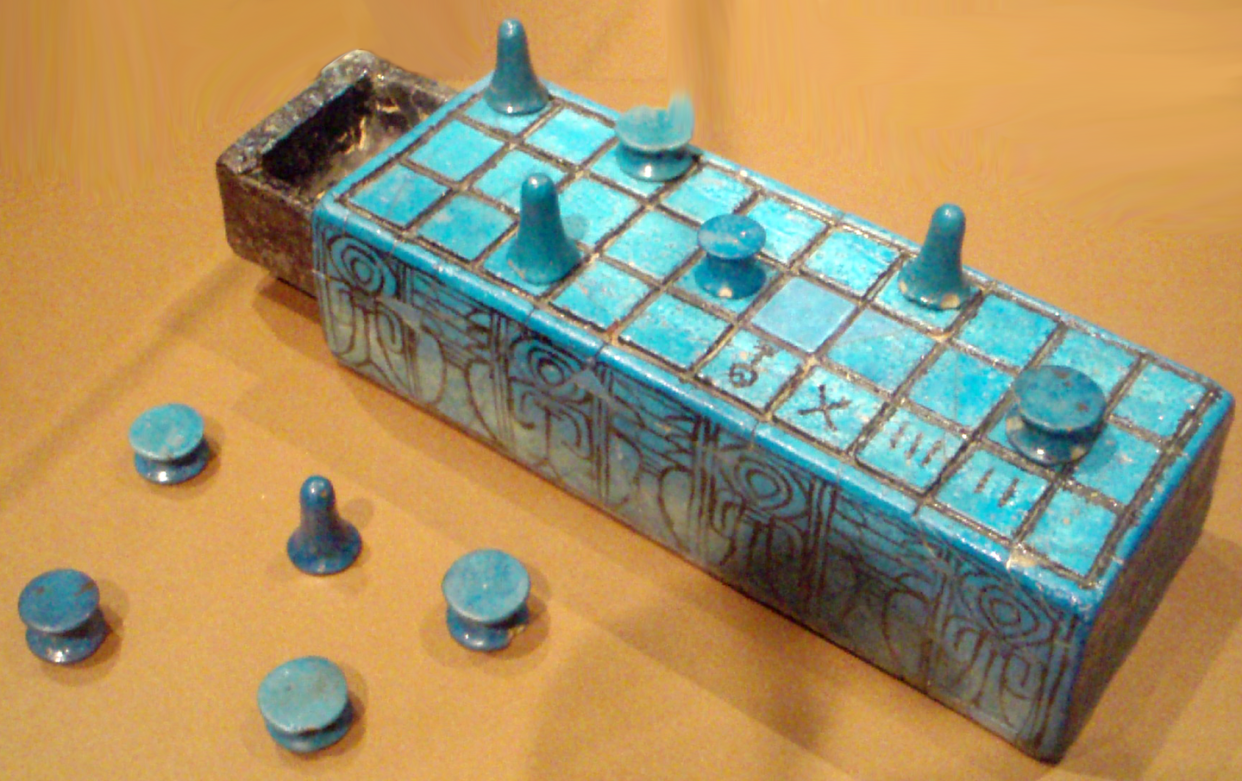 <span class="caption">Did ancient Egyptian parents worry their kids might get addicted to this game, called senet?</span> <span class="attribution"><a class="link " href="https://commons.wikimedia.org/wiki/File:SenetBoard-InscribedWithNameOfAmunhotepIII_BrooklynMuseum.png" rel="nofollow noopener" target="_blank" data-ylk="slk:Keith Schengili-Roberts/Wikimedia Commons;elm:context_link;itc:0;sec:content-canvas">Keith Schengili-Roberts/Wikimedia Commons</a>, <a class="link " href="http://creativecommons.org/licenses/by-sa/4.0/" rel="nofollow noopener" target="_blank" data-ylk="slk:CC BY-SA;elm:context_link;itc:0;sec:content-canvas">CC BY-SA</a></span>