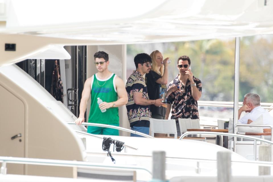 Nick Jonas, Joe Jonas, Sophie Turner, Kevin Jonas, boat, miami