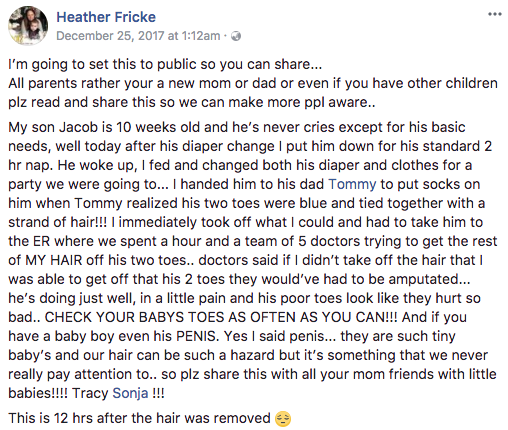 Heather's warning has gone viral around the world. Photo: Facebook