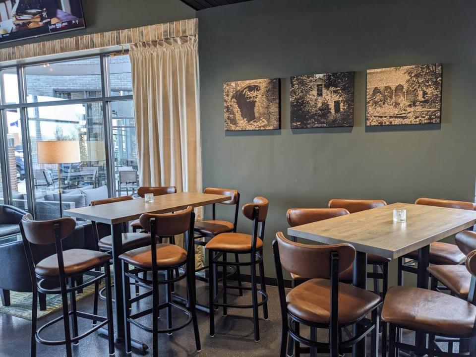 Brick + Bramble offers high top table seating (pictured) as well as regular table, patio and lounge seating.