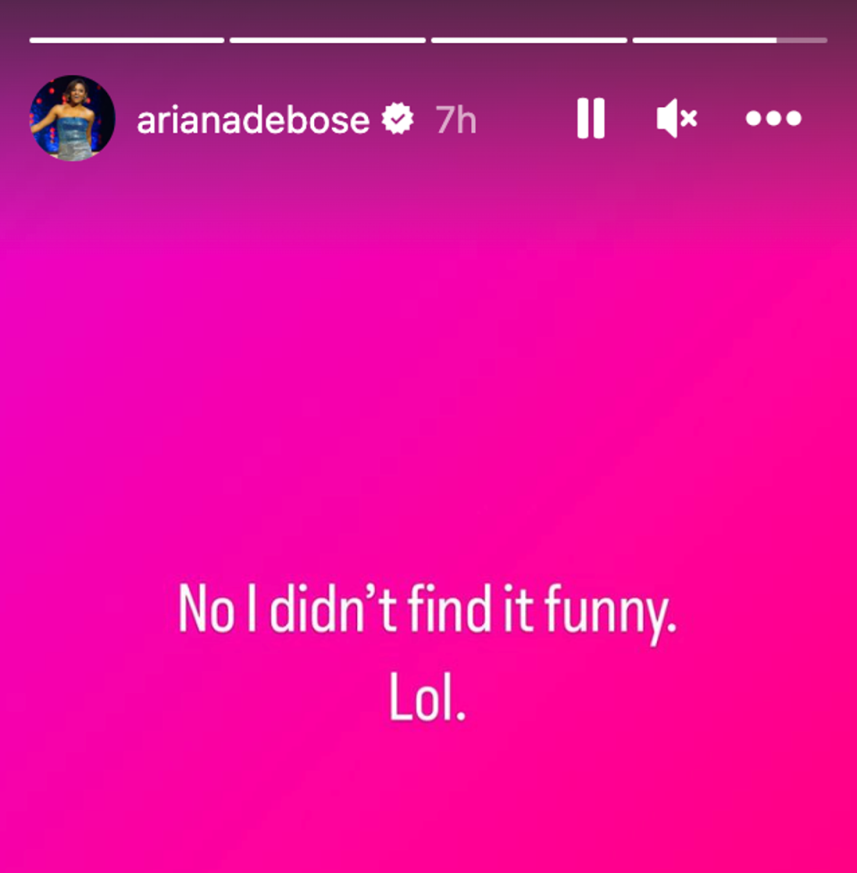 Ariana DeBose said of Critics Choice Awards joke about her: ‘No I didn’t find it funny’ (Instagram)