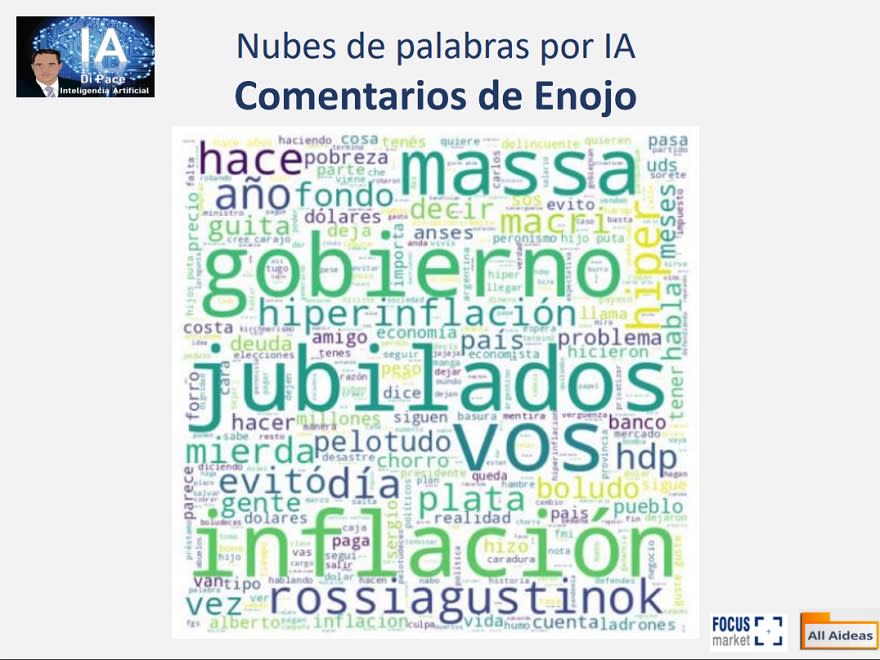 Las palabras más predomintantes en los comentarios catalogados con la emoción del 