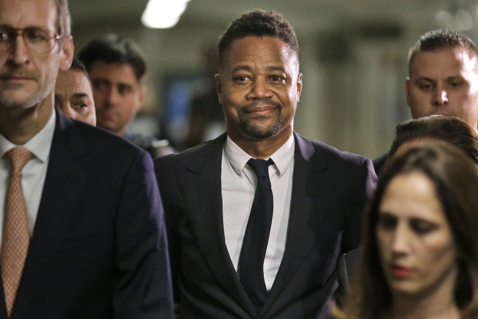 Cuba Gooding Jr. arrives to court in New York, Thursday, Oct. 31, 2019. Gooding Jr. has pleaded not guilty to an indictment that includes allegations from a new accuser in his New York City sexual misconduct case. Prosecutors at Thursday's arraignment said they've also heard from several more women who could testify that the 51-year-old actor has had a habit of groping women over the years. Gooding's criminal case now includes allegations from three women. (AP Photo/Seth Wenig)