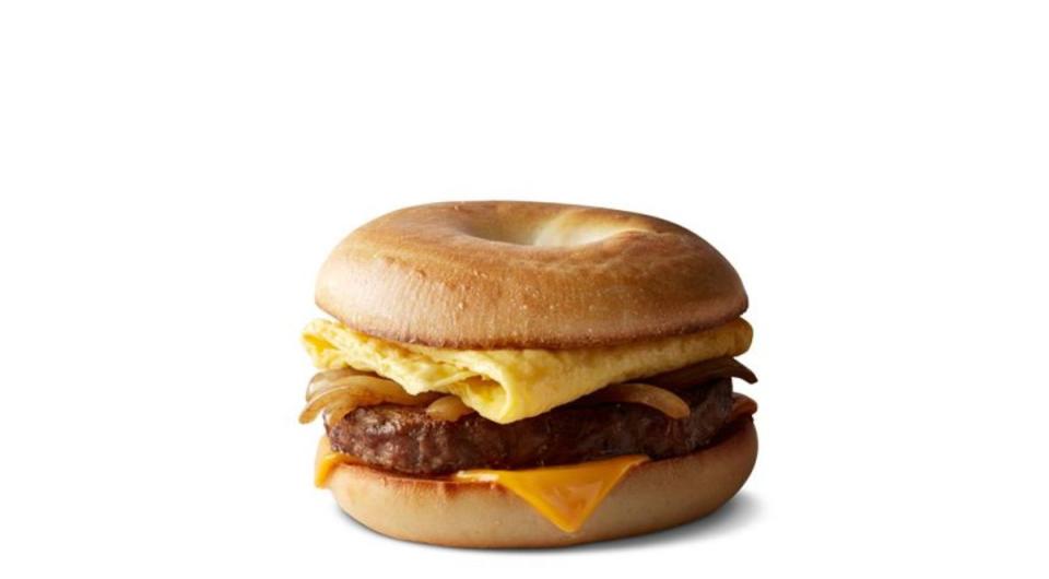 McDonald's new Steak, Egg & Cheese bagel breakfast sandwich.<p>McDonald's</p>