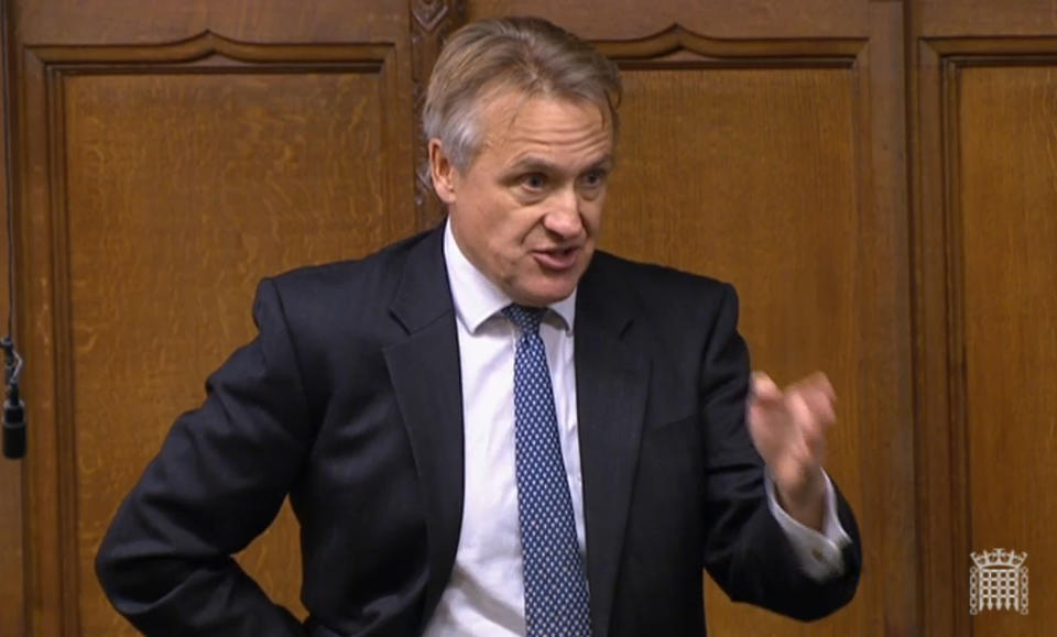 Broxbourne MP Sir Charles Walker raising a point of order in the Commons after witnessing an arrest in Westminster on Tuesday afternoon. (Photo by House of Commons/PA Images via Getty Images)