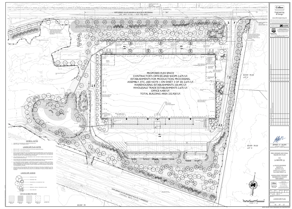 Site plans for a warehouse off Route 33 in Manalapan