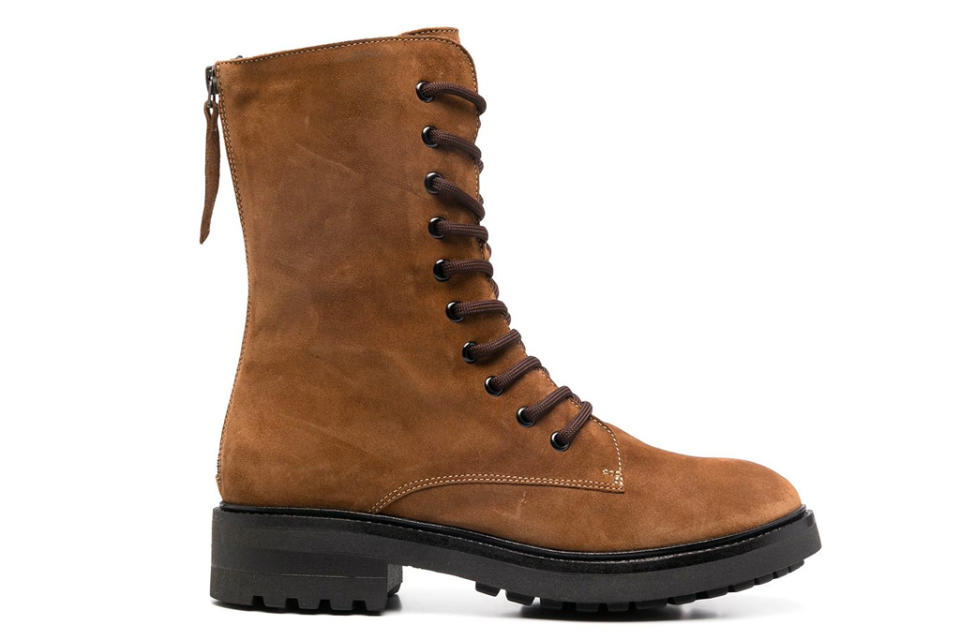 combat boots, brown suede, parosh