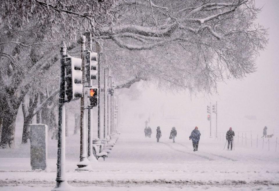 PHOTO: Snow blanketed the National Mall near the U.S. Capitol in Washington, D.C., on Jan. 3, 2022.  (T.J. Kirpatrick/The New York Times via Redux)