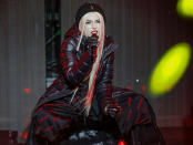 <p>Ava Max bundles up for a performance at the 2022 College Football Playoff Concert Series on Jan. 9 in Indianapolis. </p>