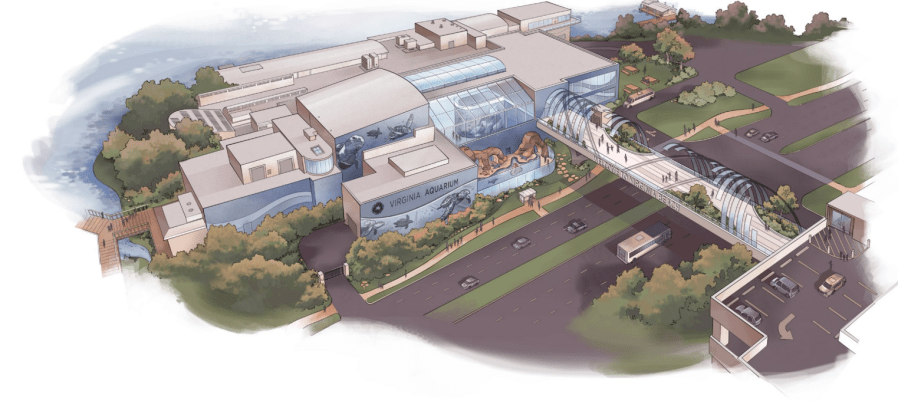 <em>A rendering of what the main building of the Virginia Aquarium would look like following it’s expansion and renovations (Courtesy: Roto)</em>