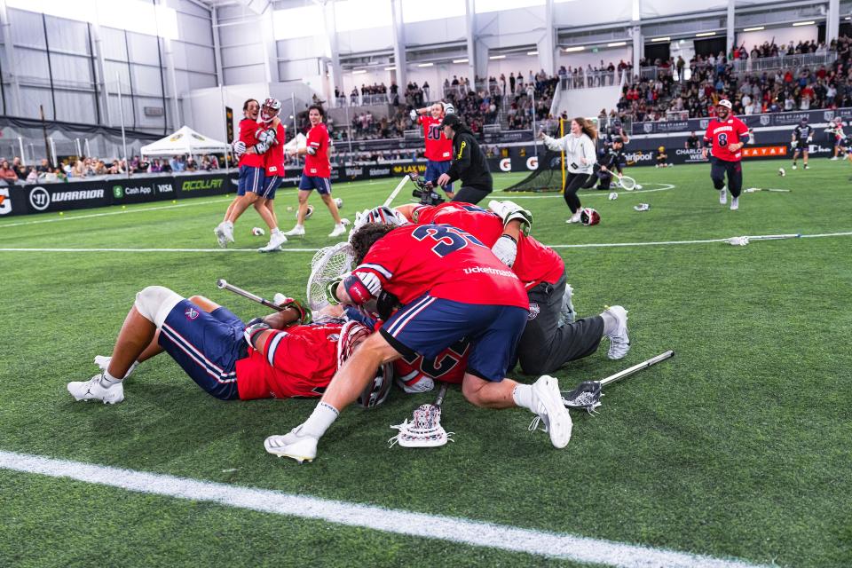 The Cannons celebrate on the field. (Premier Lacrosse League)