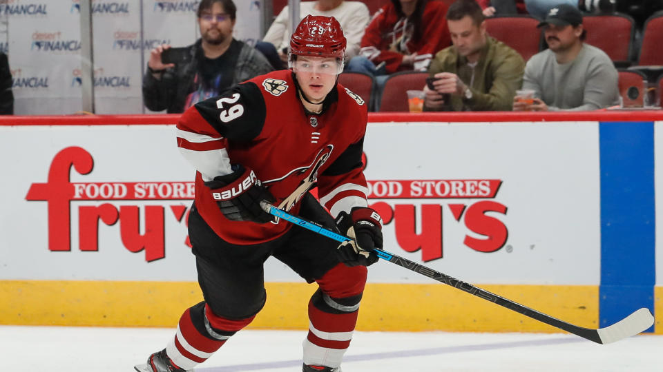 Canada's bid to win the World Junior Hockey Championships received a major boost with Arizona Coyotes forward Barrett Hayton joining the team. (Kevin Abele/Icon Sportswire via Getty Images)