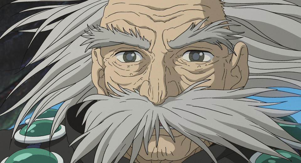 This image released by GKIDS shows Grand Uncle, voiced by Mark Hamill in English and Shohei Hino in Japanese, in a scene from Hayao Miyazaki’s “The Boy And The Heron." (Studio Ghibli/GKIDS via AP)