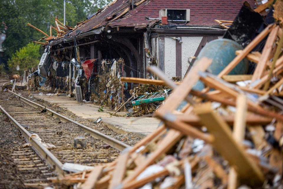 Rubble and destruction. (Melissa Sue Gerrits/Getty Images)