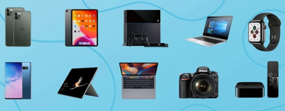 collage of tech products to trade in at best buy