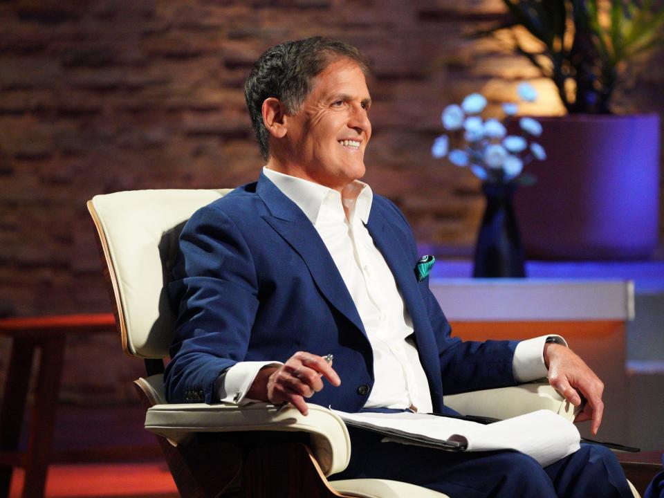 Mark Cuban on the set of "Shark Tank" season 13