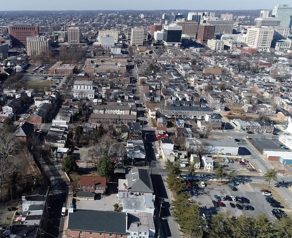 An aerial view of Wilmington from atop the city's East Side neighborhood.