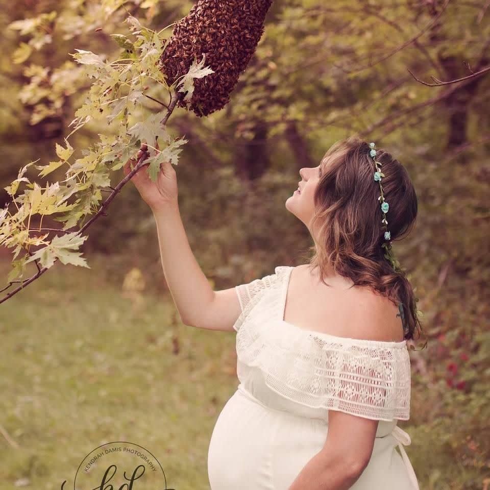 After posing with the 1.8 kilo swarm of bees earlier this year, Emily understood why there was so much public interest in the photoshoot.  “People think I’m putting my baby at harm,” Emily told People at the time. “But bees are gentle and I hope my bee belly helps people see that they aren’t as scary as you might think.” Photo: Emily Mueller Facebook