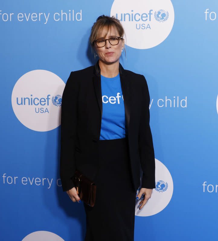 Téa Leoni arrives on the red carpet at the 2022 UNICEF Gala at the Glasshouse on November 29 in New York City. The actor turns 58 on February 25. File Photo by John Angelillo/UPI