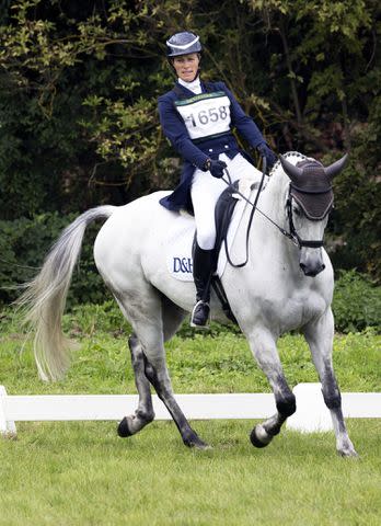 <p>David Hartley/Shutterstock </p> Zara Tindall riding her horse Classicals Euro Star at the Wellington International Horse Trials.