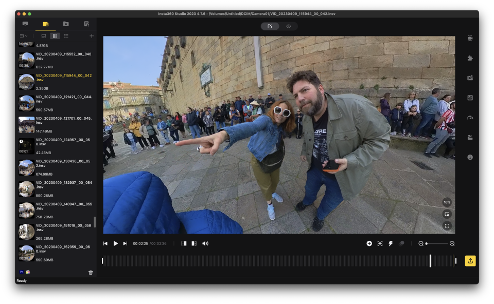 Screenshot of Insta360 Studio